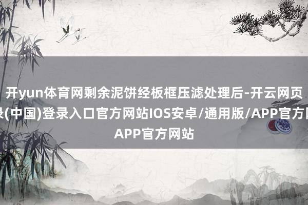 开yun体育网剩余泥饼经板框压滤处理后-开云网页登录(中国)登录入口官方网站IOS安卓/通用版/APP官方网站