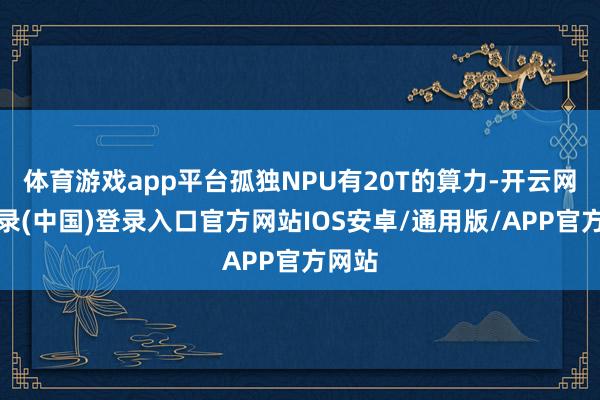 体育游戏app平台孤独NPU有20T的算力-开云网页登录(中国)登录入口官方网站IOS安卓/通用版/APP官方网站