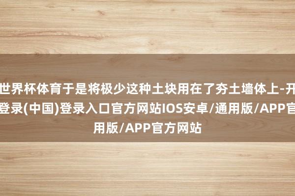世界杯体育于是将极少这种土块用在了夯土墙体上-开云网页登录(中国)登录入口官方网站IOS安卓/通用版/APP官方网站